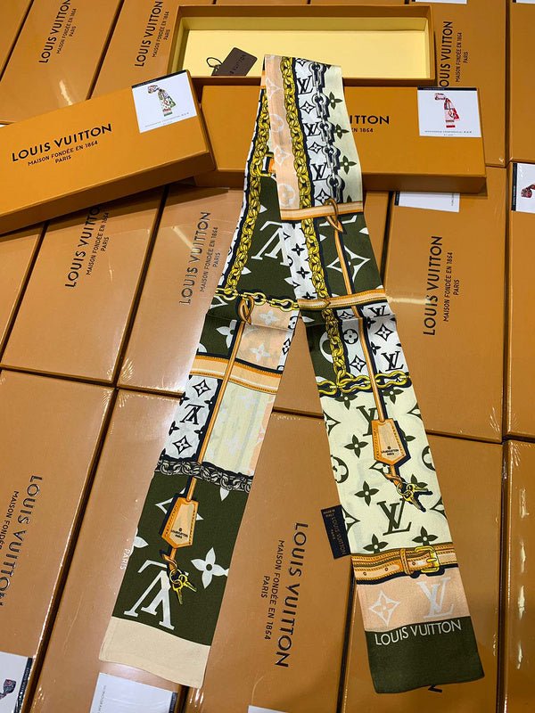 LV Leather Hardware Print Monogram Twilly Scarf - Image 6