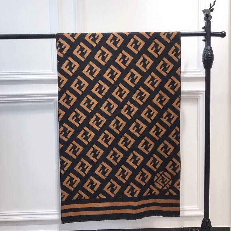 Fendi Wool Blend FF Monogram Large Scarf - Image 10
