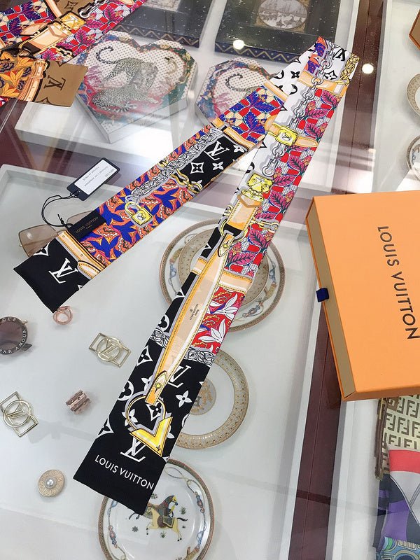 LV Ornate Multicolor Hardware Print Twilly Scarf - Image 16