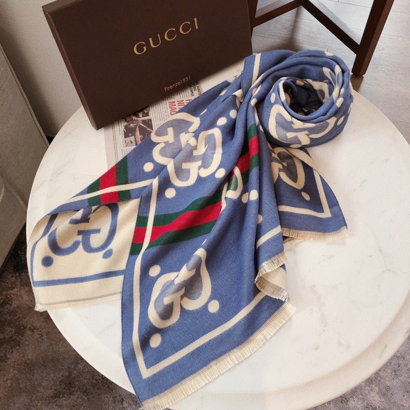 GUCCI Wool Web Stripe GG Scarf - Image 13