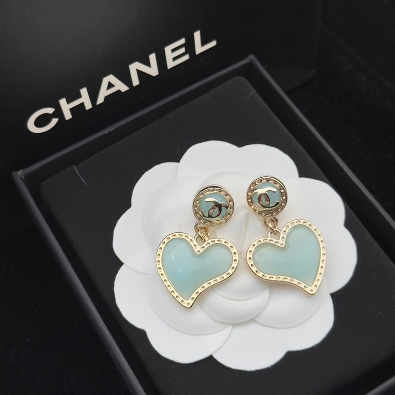Chanel Pink Enamel Heart Drop Earrings - Image 5