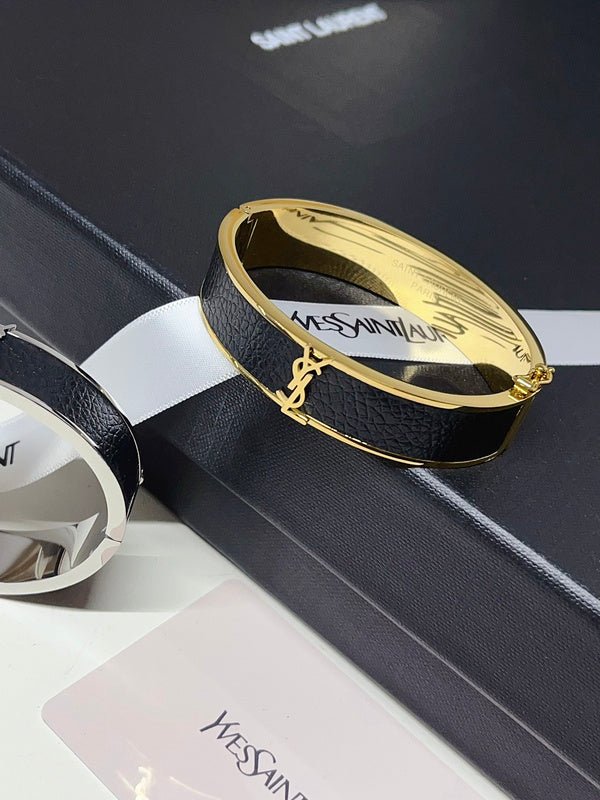 YSL Leather Inlay Bangle - Image 3