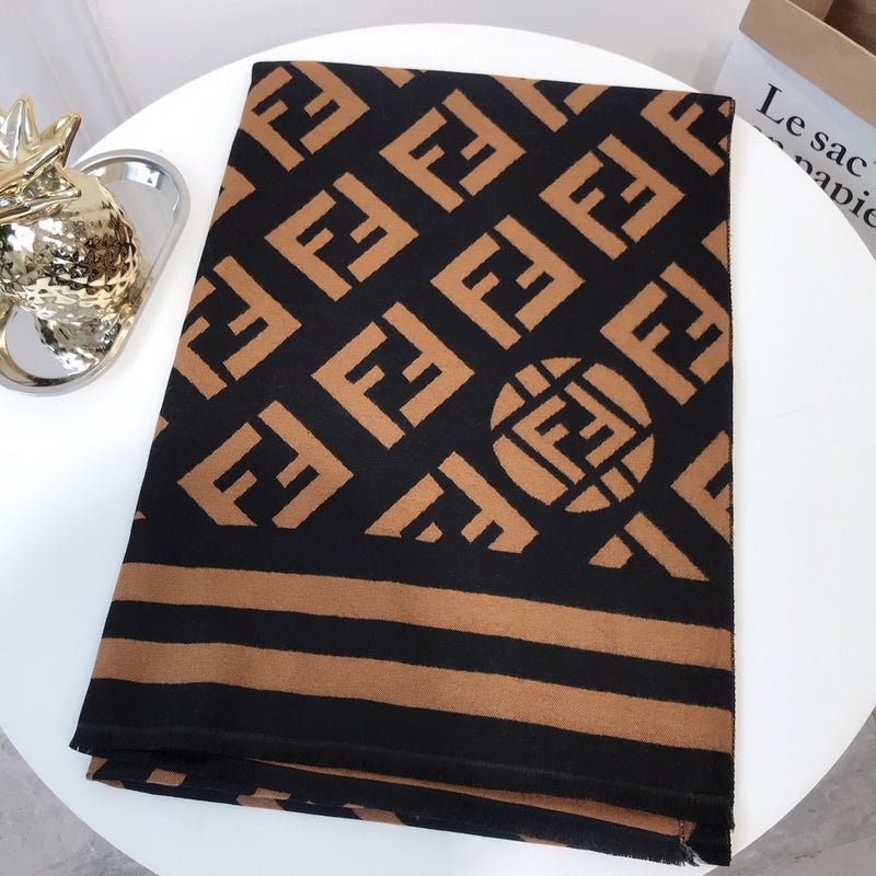 Fendi Wool Blend FF Monogram Large Scarf - Image 11