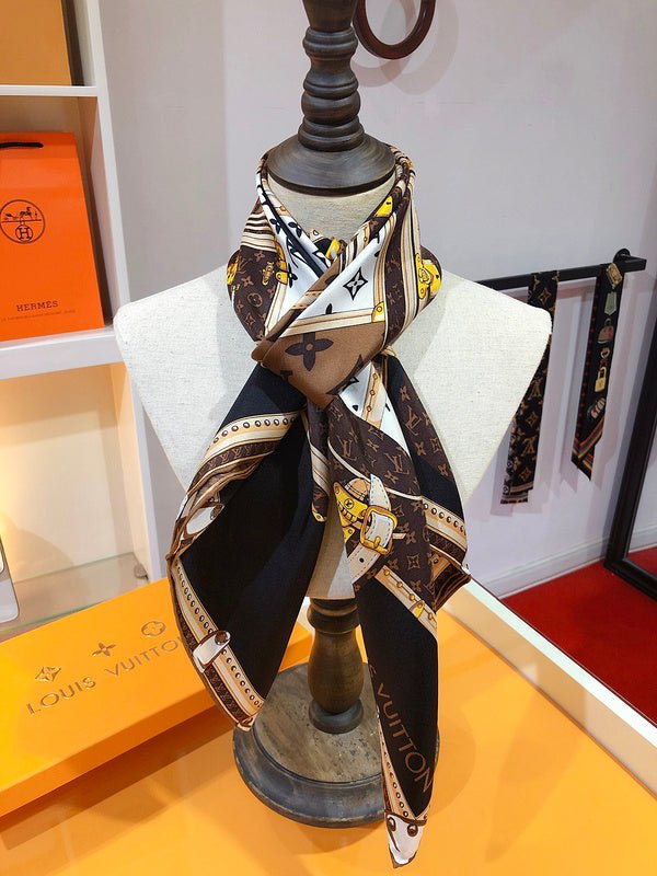 LV Luxury Luggage Trunk Print Square Silk Scarf - Image 5