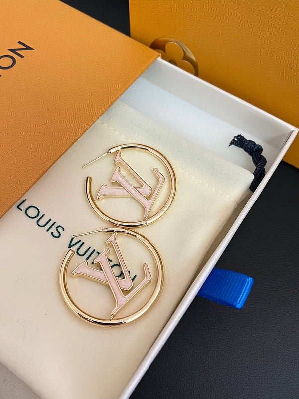 LV Logo Hoop Earrings - Image 3