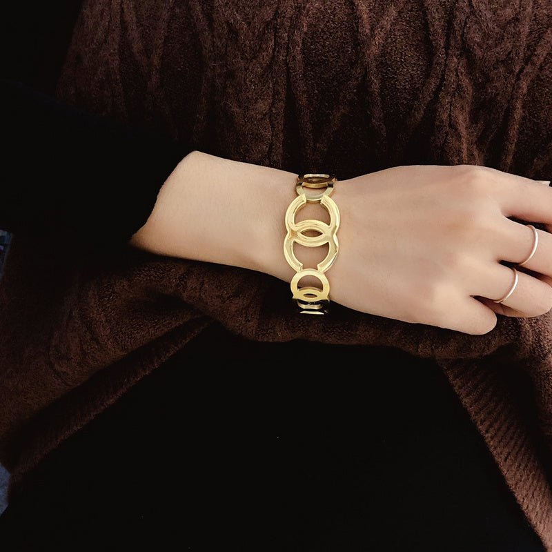 Alternative view of CHANEL Large Hollow Double CC Gold Cuff Bracelet