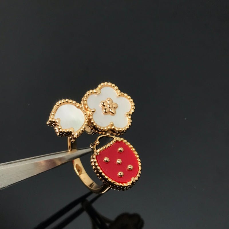 Ladybug White MOP Floral Multi Charm Ring