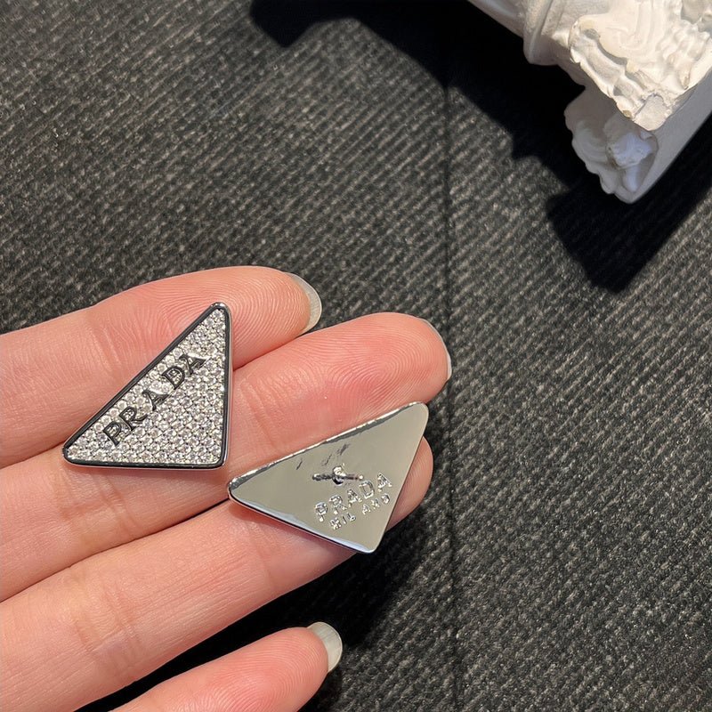 Prada Style Full Crystal Triangle Studs - Image 5
