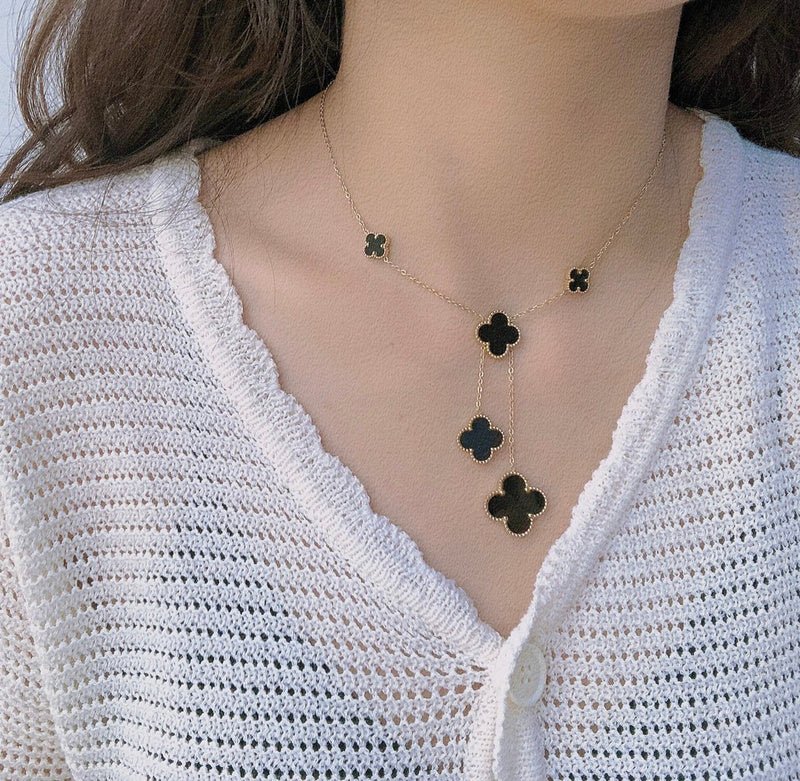 VCA Multi Black & Red Clover Y-Shape Necklace