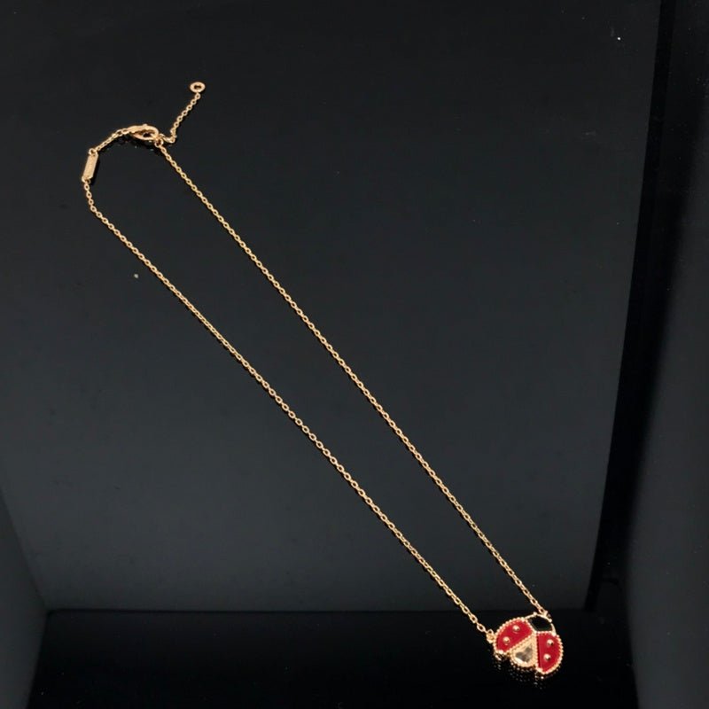 Alternative view of Open Wings Ladybug Pendant Gold Necklace