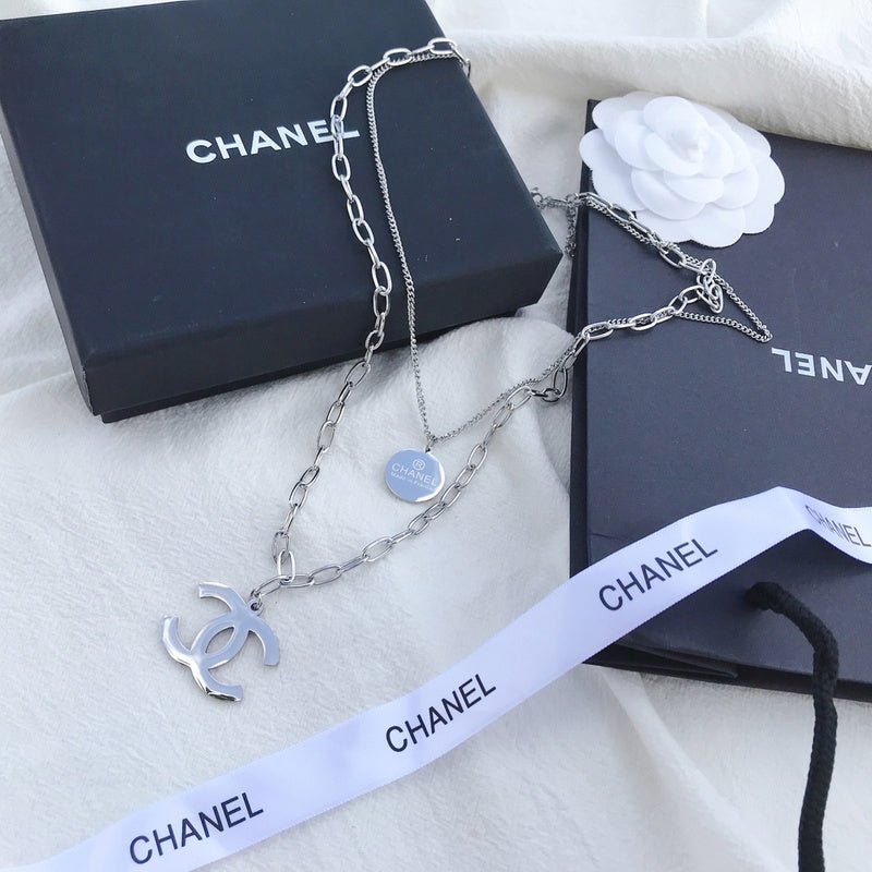 Chanel Silver CC Dual Necklace - Image 4