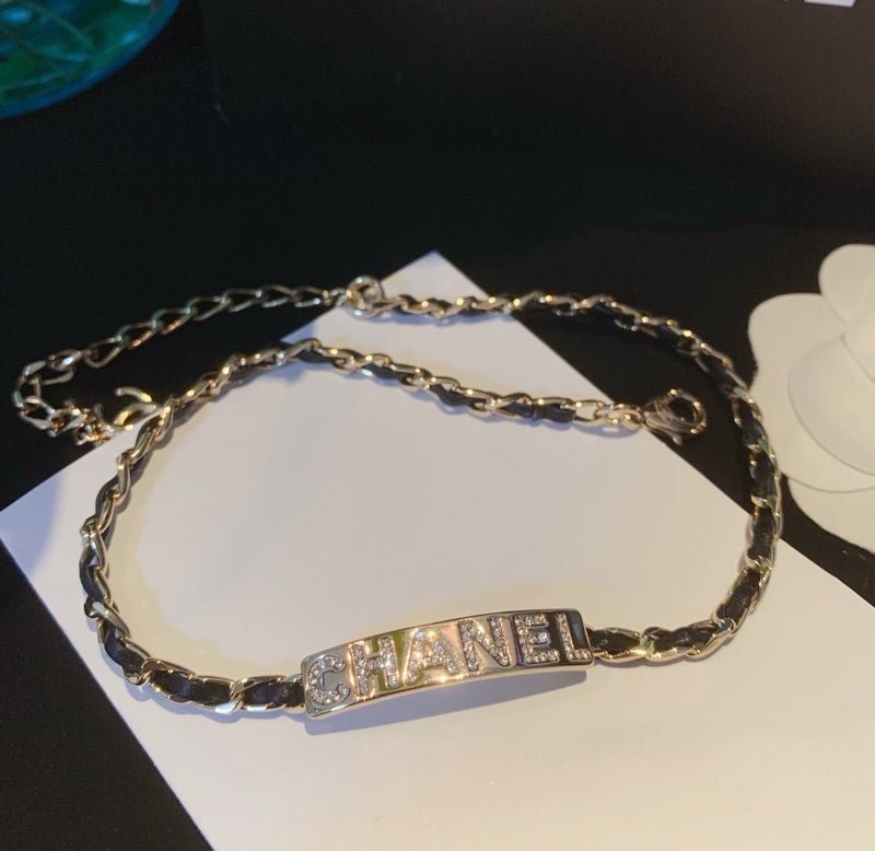 Chanel Silver Crystal Letter Chain - Image 7
