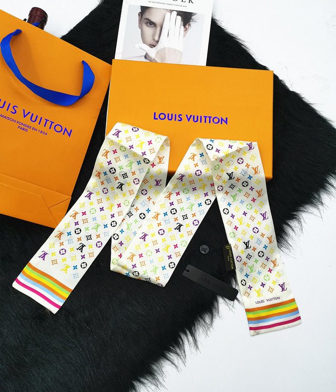 LV Multicolor Monogram Twilly Print Soft Scarf - Image 7