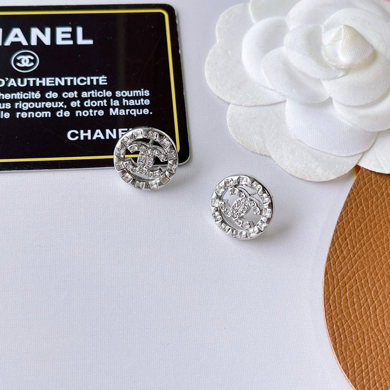Alternative view of Chanel Crystal Ring Double C Stud Earrings