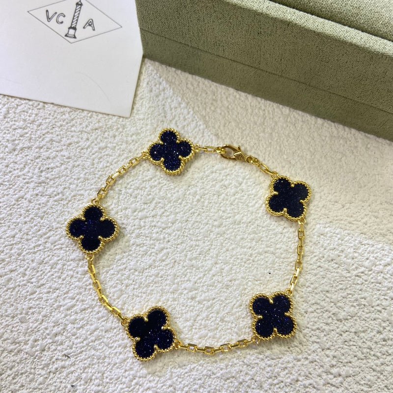 VAB50 Women's colorful gold and stone five flower bracelet jewelry - Image 6