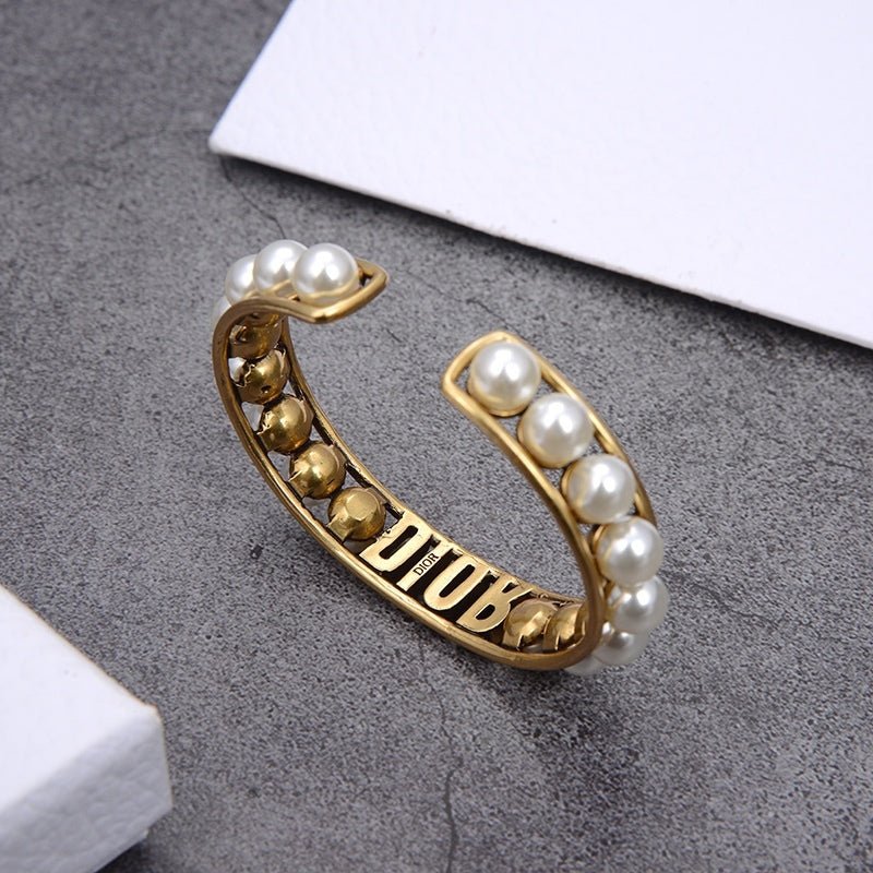 Dior Pearl & Logo Open Bracelet - Image 4