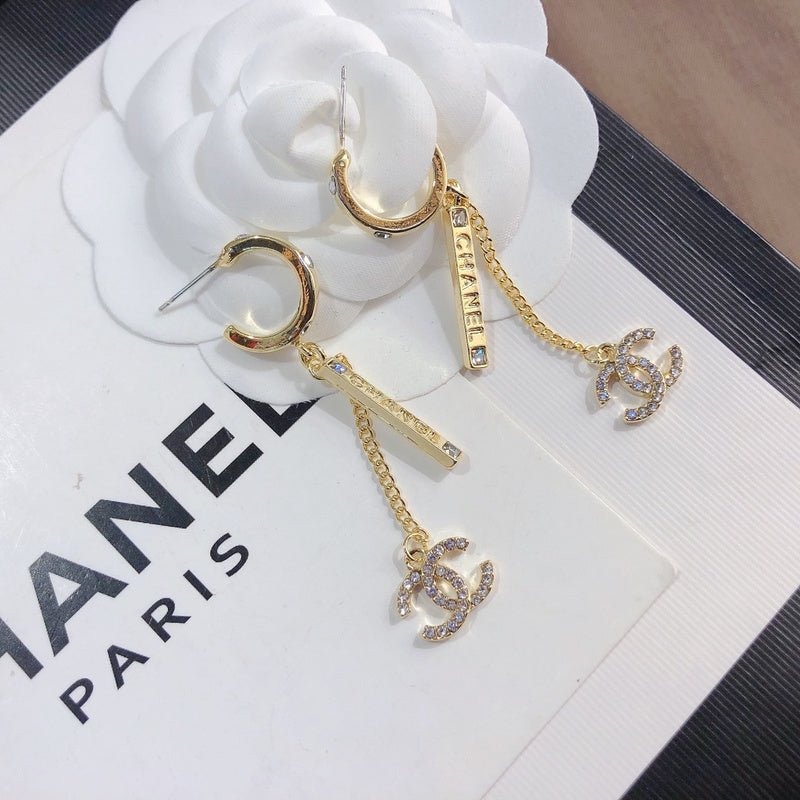 Chanel Gold Hoop Chain CC Dangle Earrings