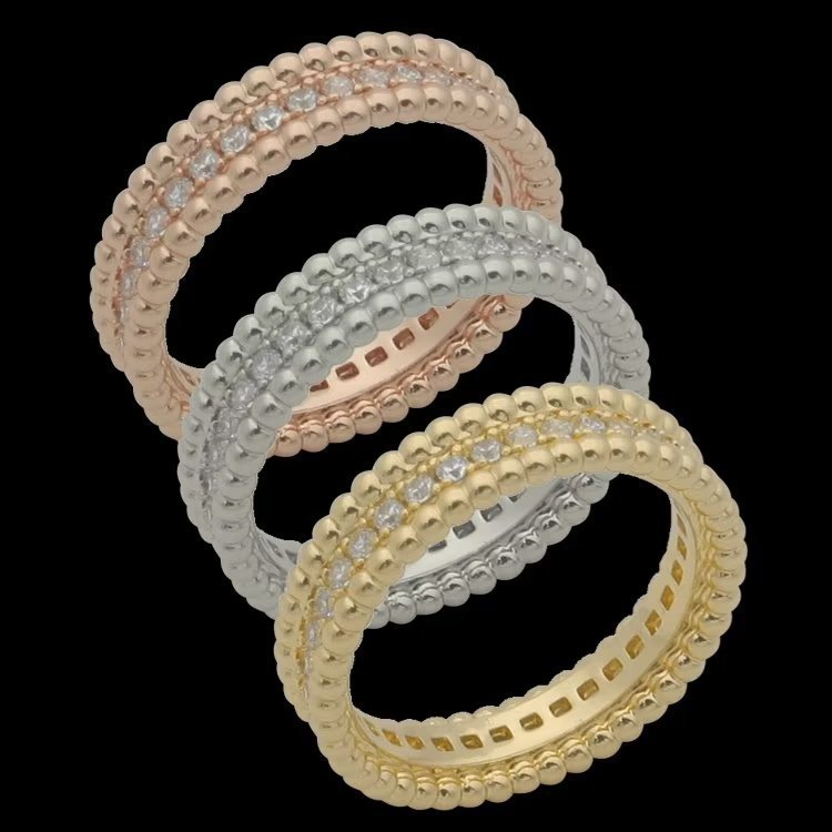 Full Diamond Beaded Edge Eternity Band Ring