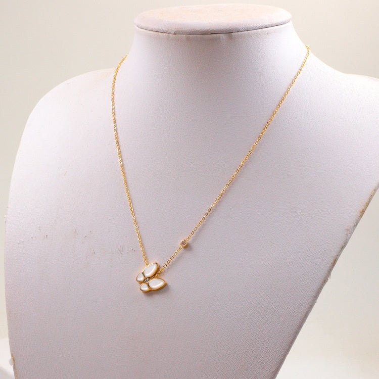 VCA White Shell Butterfly 316L Steel Necklace - Image 4