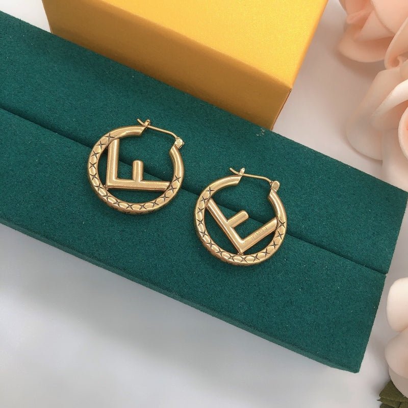 FENDI Metal F Logo Circular Earrings