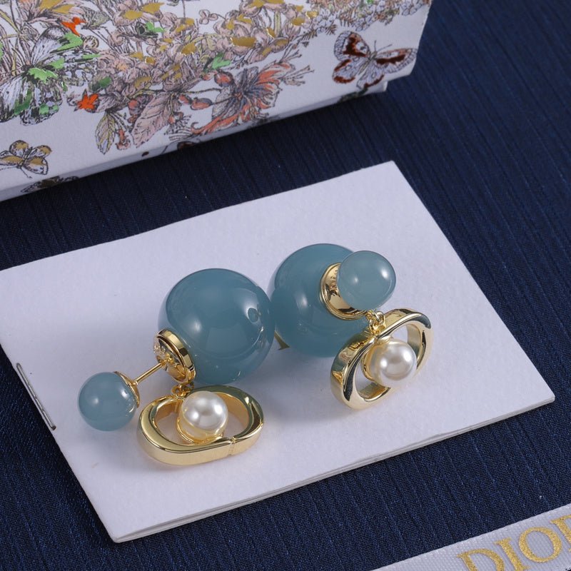 Dior Multicolor Agate Double Pearl Earrings - Image 5