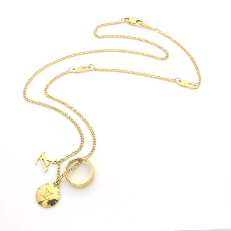 LV Two-Tone Logo Necklace - Image 6