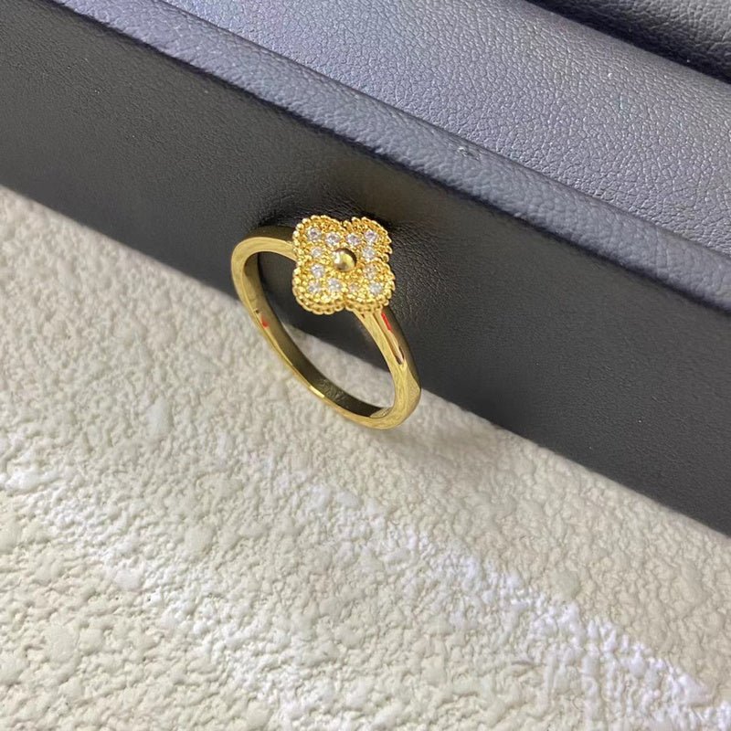 Mini Full Paved Zircon Clover Dainty Ring - Image 5