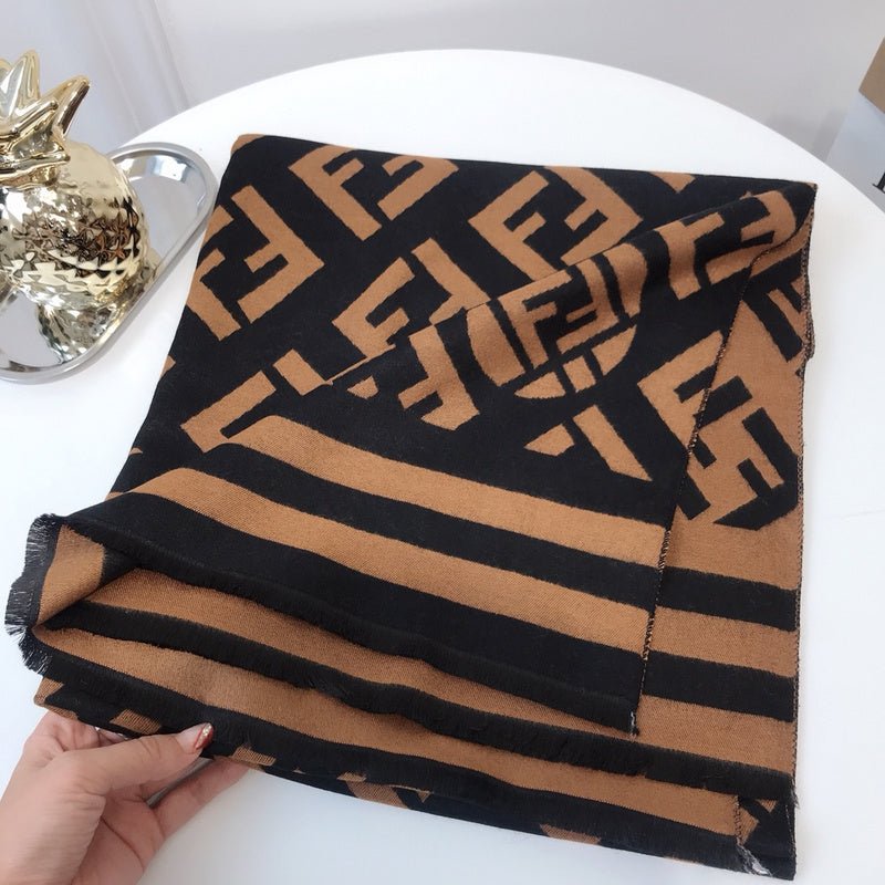 Fendi Wool Blend FF Monogram Large Scarf - Image 12