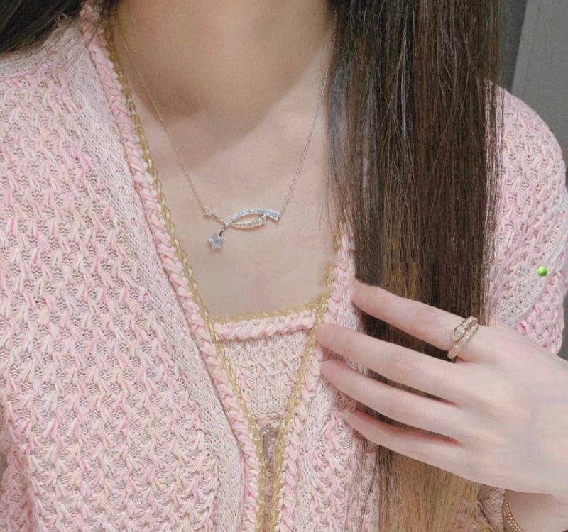 Chanel Gold Crystal Curve Pendant Necklace - Image 6