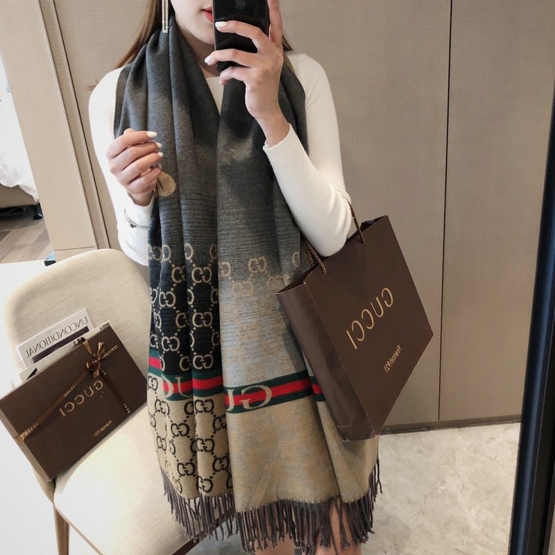 GUCCI Wool Web Stripe Gradient GG Shawl - Image 4