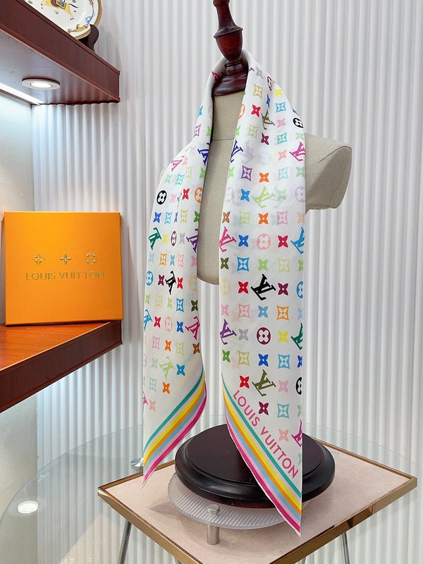 LV Multicolor Monogram Square Silk Scarf - Image 4