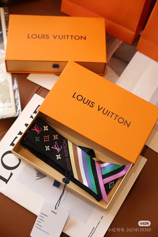 LV Multicolor Monogram Twilly Print Base Scarf - Image 5