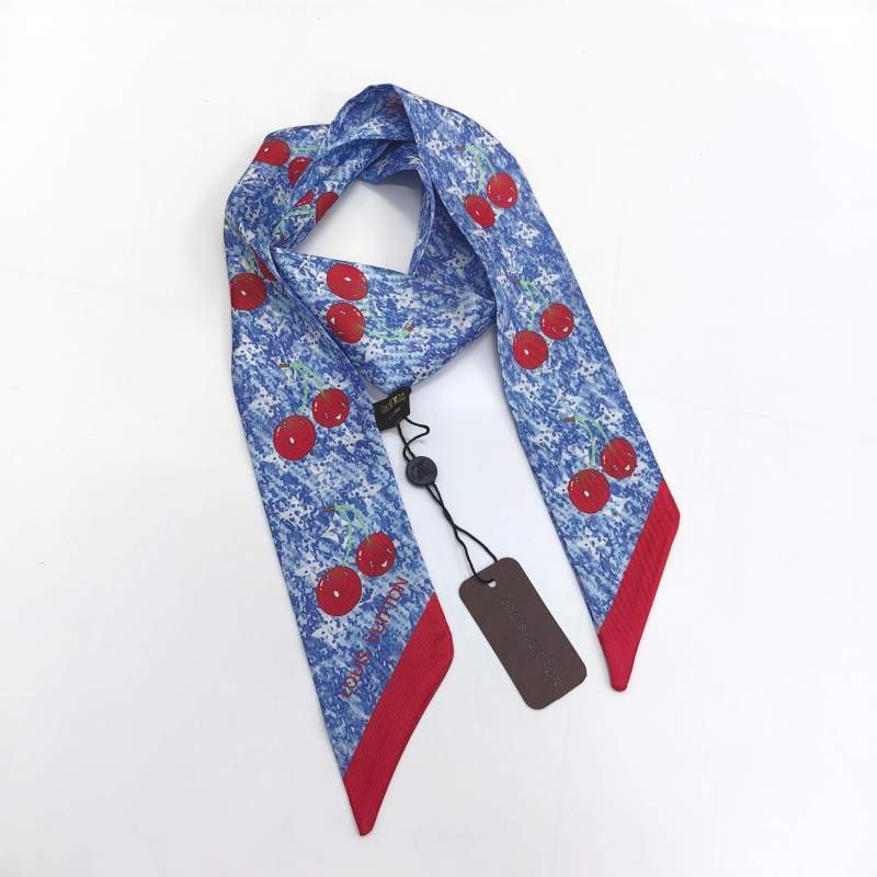 LV Cherry Print Monogram Pattern Twilly Scarf - Image 16