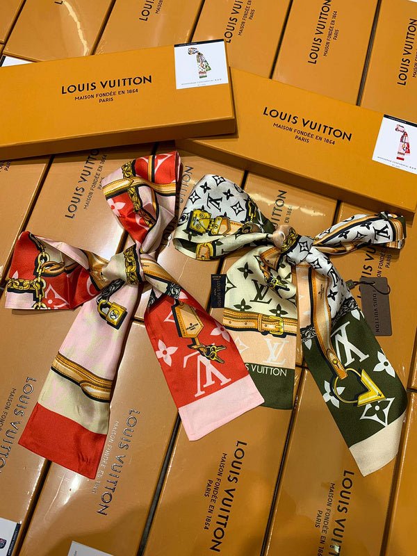 LV Leather Hardware Print Monogram Twilly Scarf - Image 7