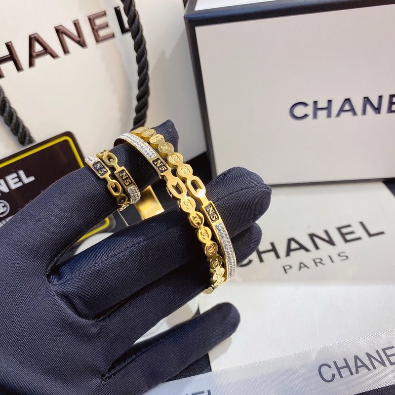 Alternative view of Chanel Gold Scalloped Crystal Bangle