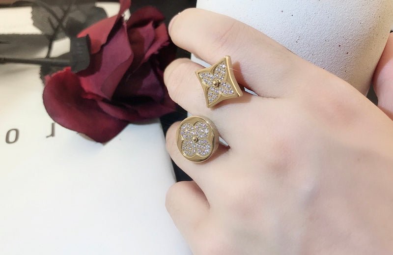 LV Crystal Flower Open Ring - Image 7
