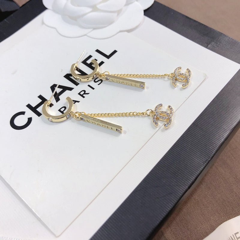 Alternative view of Chanel Gold Hoop Chain CC Dangle Earrings