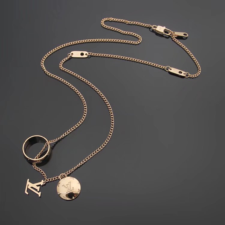 LV Two-Tone Logo Necklace - Image 4