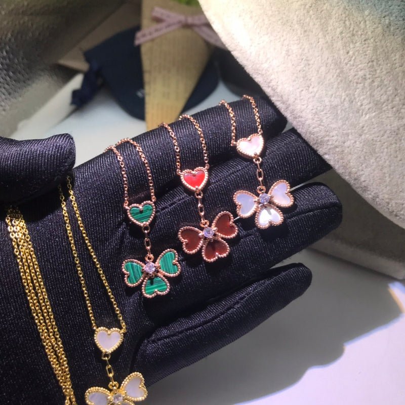 Alternative view of Four Heart Enamel Clover Women Necklace