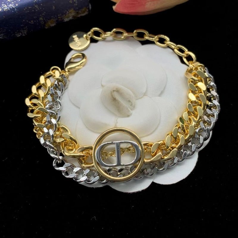 Dior Two-Tone Layered CD Necklace - Image 8