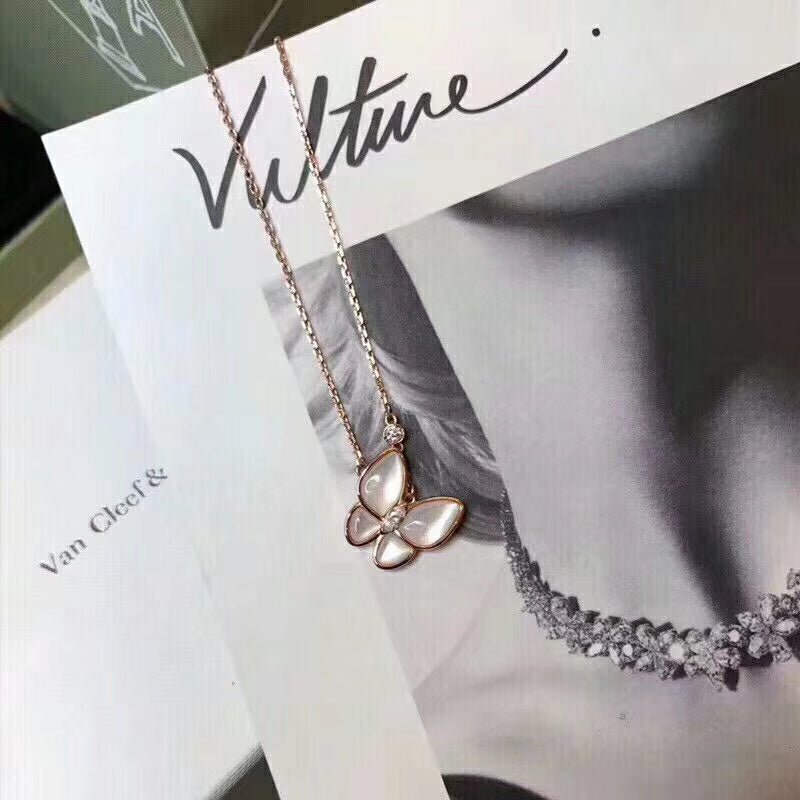VCA White Mother Of Pearl Butterfly Necklace