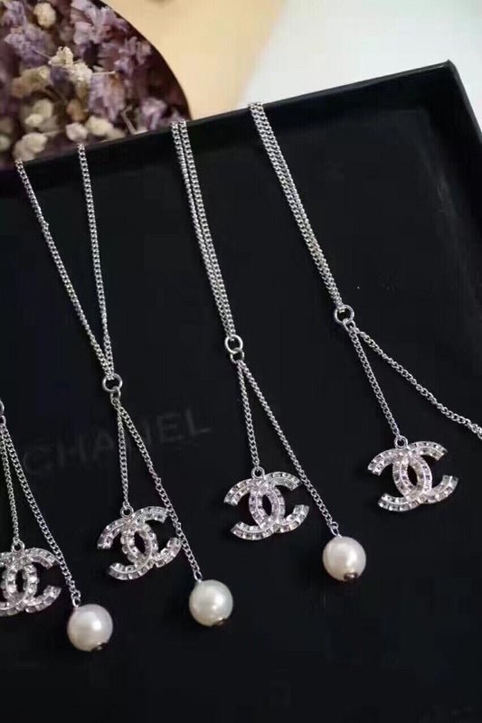 Alternative view of Chanel Crystal CC Pearl Drop Necklace