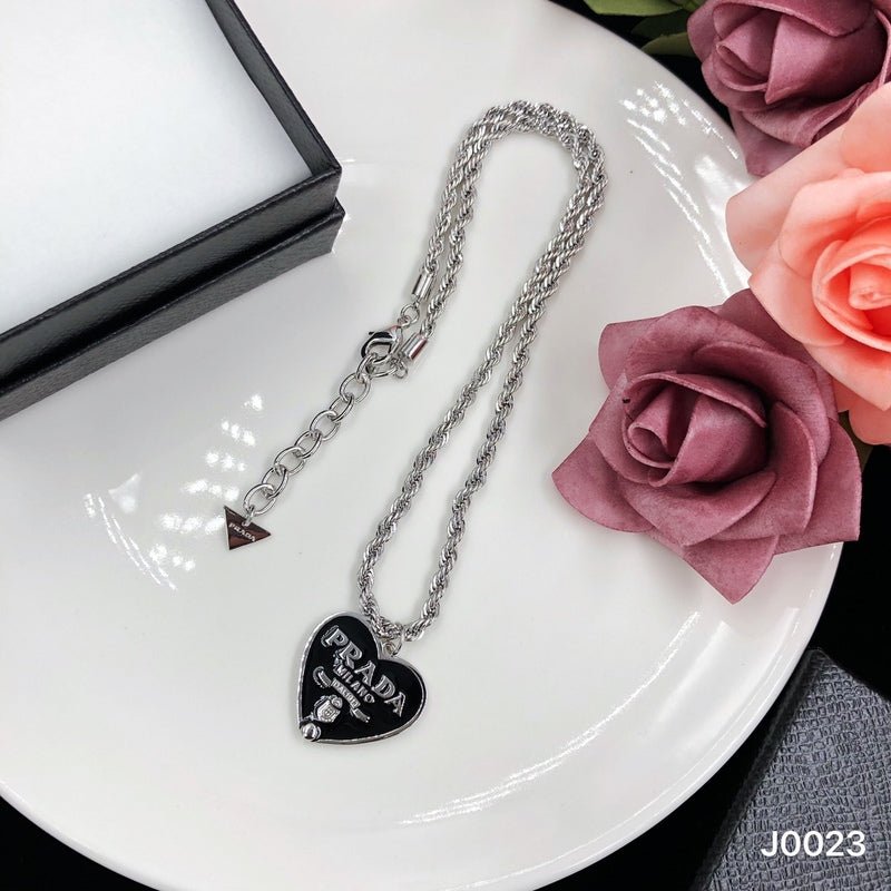 Alternative view of Prada Style Heart Logo Necklace