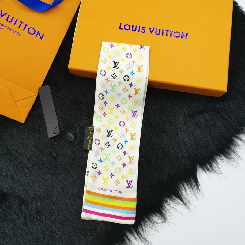 LV Multicolor Monogram Twilly Print Soft Scarf - Image 8