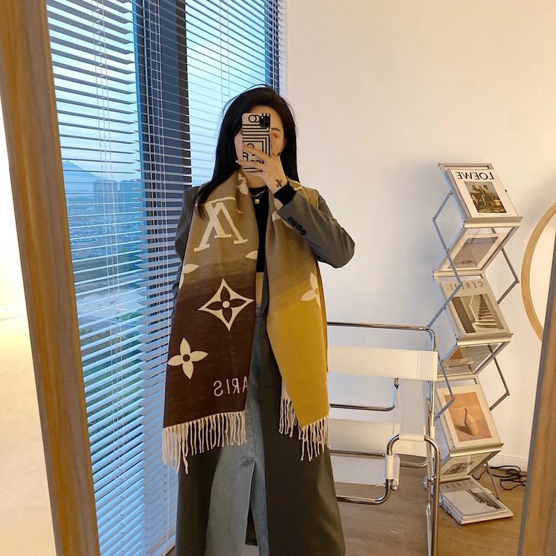 LV Gradient Monogram Motifs Fringed Soft Scarf - Image 17