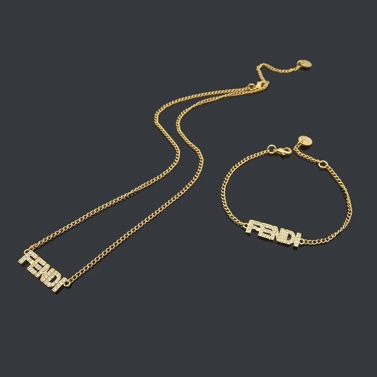 FENDI Diamond Engraved Metal Letter Necklace - Image 5