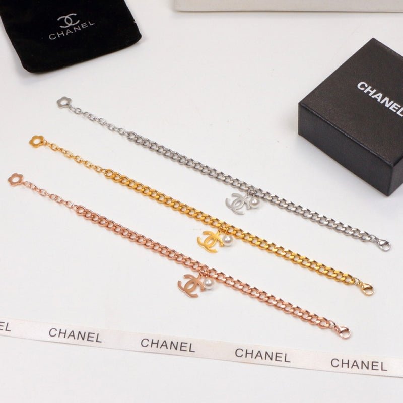 Alternative view of CHANEL Mini Curb Chain Multi-Tone CC Charm Bracelet