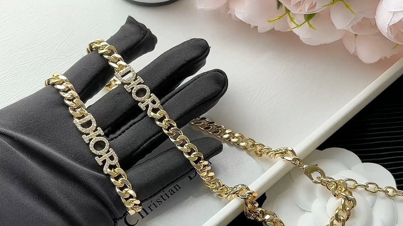 Dior Gold Crystal "DIOR" Bracelet - Image 11