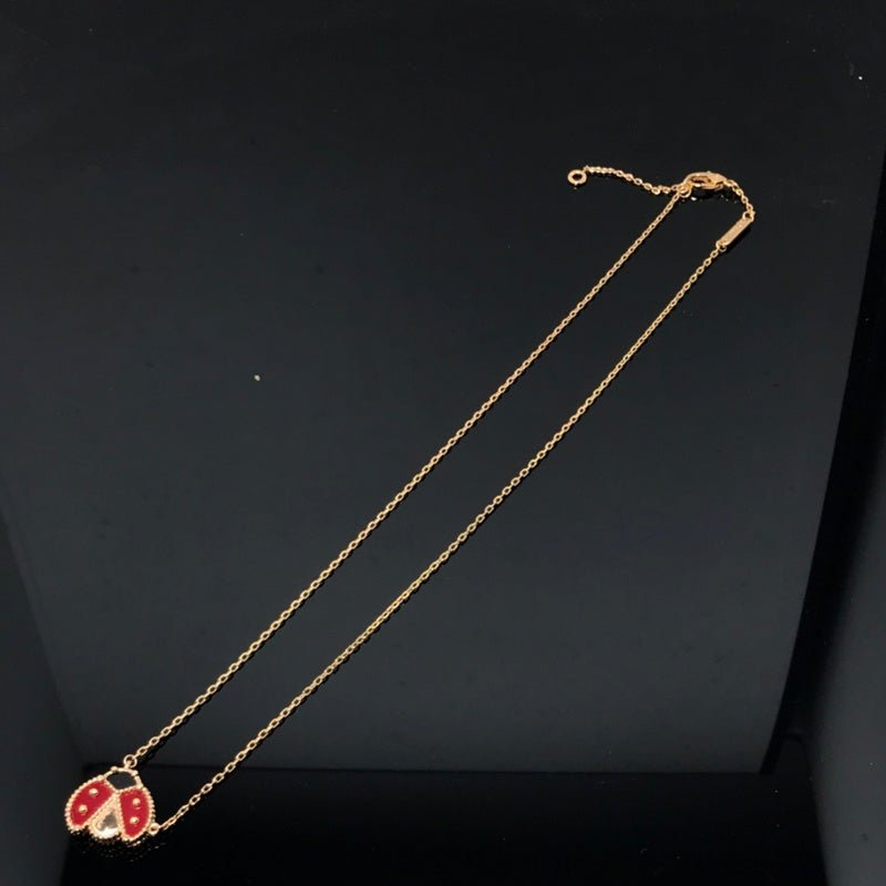 Open Wings Ladybug Pendant Gold Necklace - Image 3