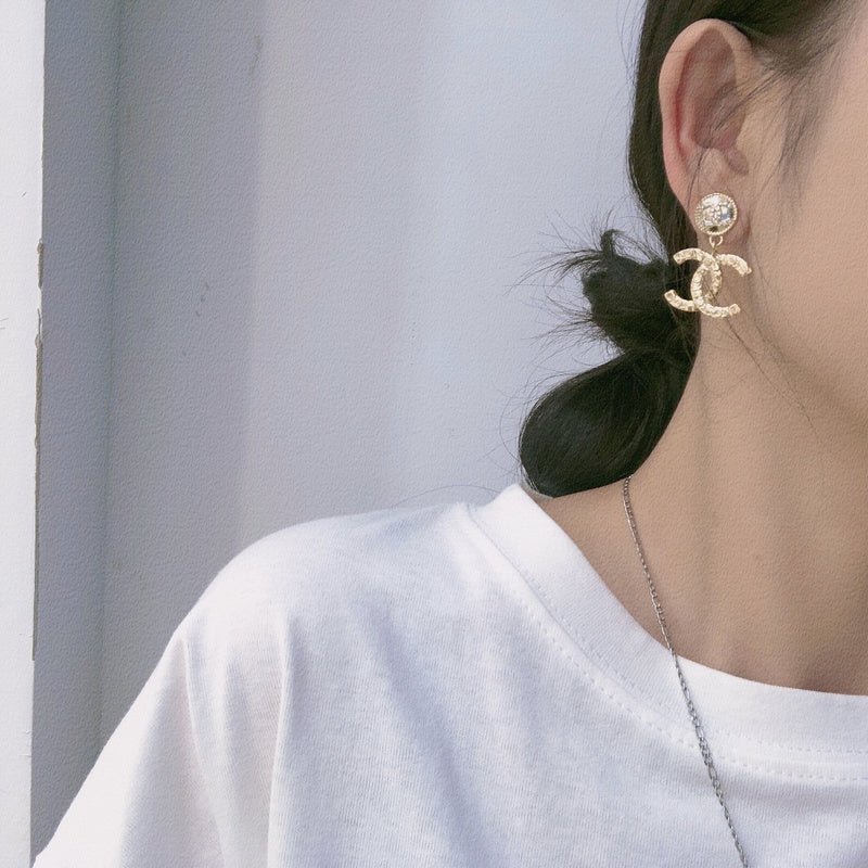 Alternative view of Chanel Textured Gold Double C Drop Earrings